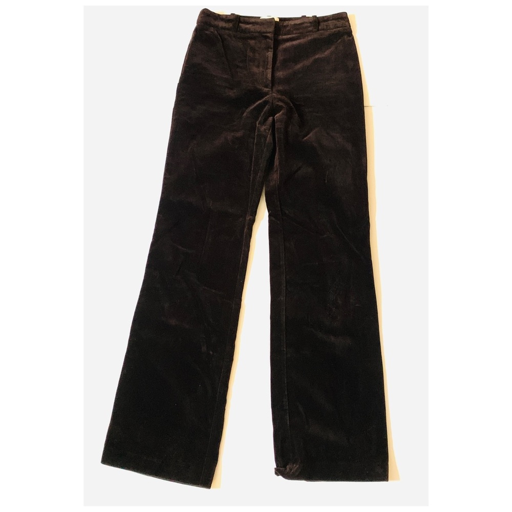 Sezane 6 Dark Brown Velvet Trousers Flat Front Wide Leg Ferdinand $170